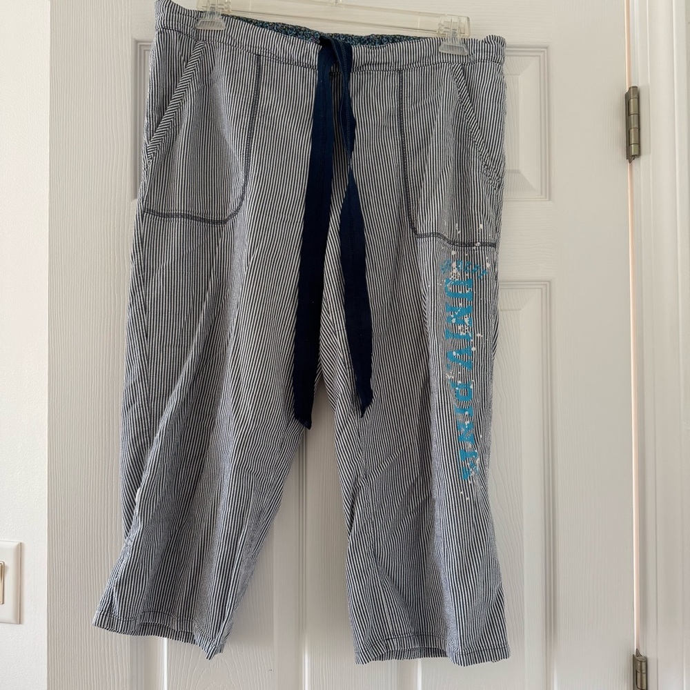 PINK Victoria's Secret Blue and White Striped Capris